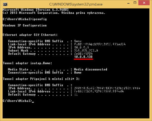 Find IP Address on Windows - 10.0.0.138